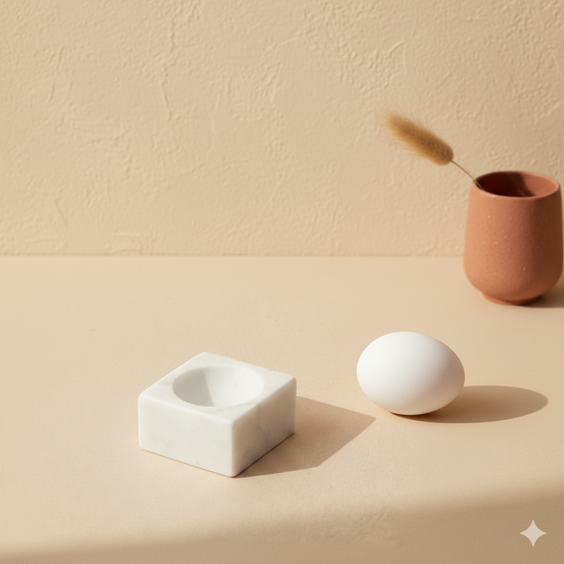 Large White Marble Egg Cup